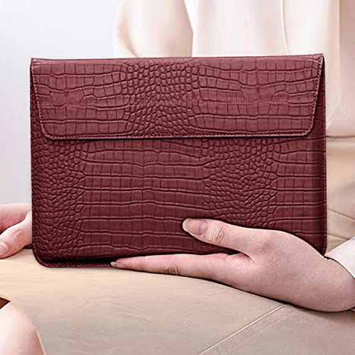 Wine Red Crocodile PU Leather Laptop Sleeve for 13-13.6 Inch Laptops | Flip Case with Stand. Soft Plush Lining Prevents Scratches. Water-Resistant & Lightweight. Daily for Business Travel& Commute - color: Wine Red