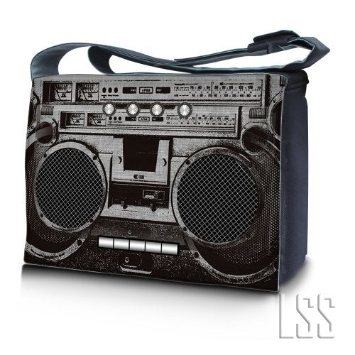 LSS 15” 15.6 inch Laptop Padded Compartment Shoulder Messenger Bag, Carrying Case for 14" 15" 15.6" & Smaller Size Notebook - color: Cassette Player, size: 15 inch