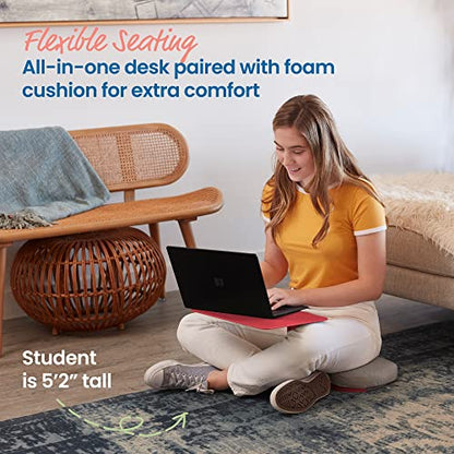 ECR4Kids The Surf Portable Lap Desk with Cushion, Flexible Seating, Red - color: Red