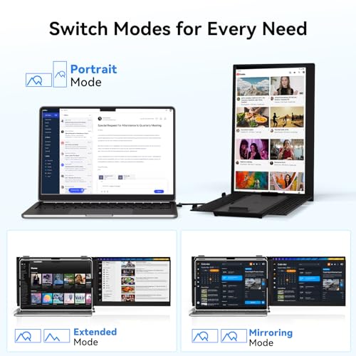 14 Inch Portable Monitor FHD 1080P IPS Ultra-Thin Laptop Screen Extender | Ligthweight Extended Screen for Laptops 13-17.3" USB-C/HDMI Plug and Play for Windows/Mac/Android/PS5 - size: 14" Monitor-B