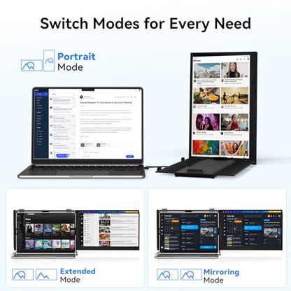 14 Inch Portable Monitor FHD 1080P IPS Ultra-Thin Laptop Screen Extender | Ligthweight Extended Screen for Laptops 13-17.3" USB-C/HDMI Plug and Play for Windows/Mac/Android/PS5 - size: 14" Monitor-B