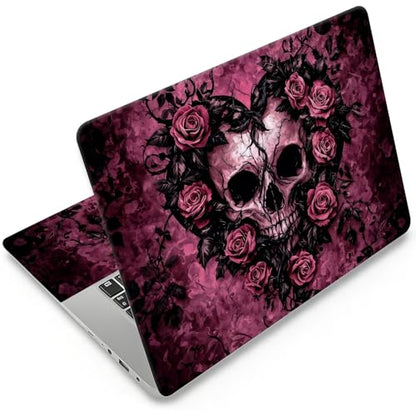 Laptop Skin 12.1-15.6 inch Removable Universal Reusable Laptop Sticker Decal,Waterproof No Residue Vinyl Cover,Scratch-Resistant Cuttable Full Wrap Sticker for Notebook, Gothic Heart Skull and Rose - color: Gothic Heart Skull And Rose