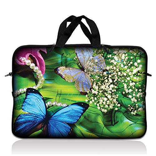 LSS 10 10.2 inch Laptop Sleeve Bag Compatible with Acer, Asus, Dell, HP, Sony, and More | Carrying Case Pouch w/Handle, Butterfly Floral - color: Butterfly Floral, size: 8 in -10.2 in