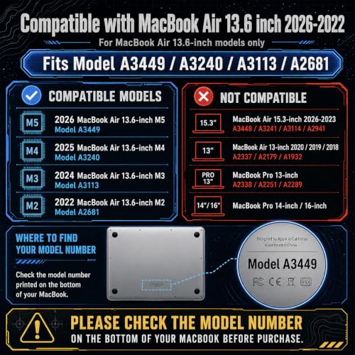 Batianda AstroGrid Case for MacBook Air 13.6" M2-M5 Chip, Circuit Board | 4-in-1 set with circuit board tech design, ultra slim hard shell protection for tech lovers, students and engineers - color: Circuit Board
