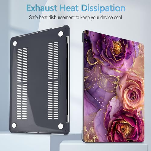 Mektron Case for MacBook Pro 16 Inch A2141 Cover 2019 Release 16" with Liquid Retina Display/Touch ID, Plastic Hard Shell with Keyboard Skin & Screen Protector & Dust Plug, Marble Flowers - color: Marble Flowers
