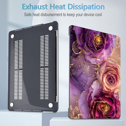 Mektron Case for MacBook Pro 16 Inch A2141 Cover 2019 Release 16" with Liquid Retina Display/Touch ID, Plastic Hard Shell with Keyboard Skin & Screen Protector & Dust Plug, Marble Flowers - color: Marble Flowers
