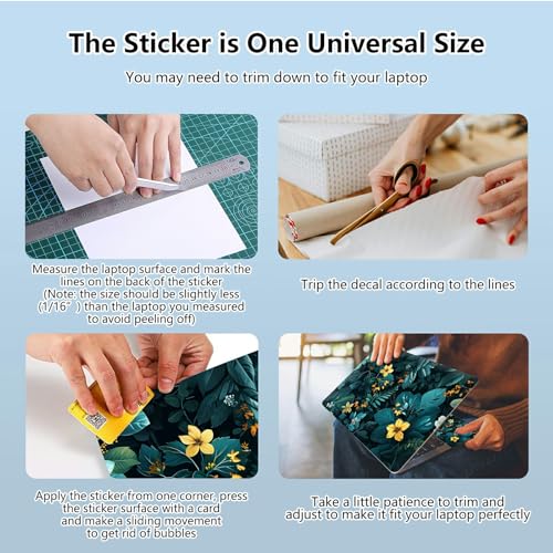 Universal Laptop Skin Sticker with 2 Wrist Pad Skins, Waterproof Scratch Resistant Vinyl Laptop Cover Decal, Cut to Fit for 11–15.6 Inch MacBook HP Dell Lenovo, Florals - color: Florals