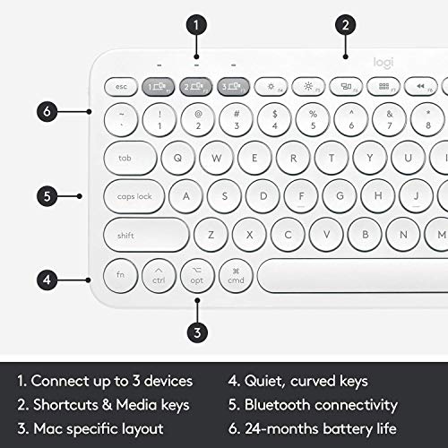 Logitech K380 Multi-Device Wireless Bluetooth Keyboard for Mac - Off White (Renewed)