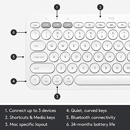 Logitech K380 Multi-Device Wireless Bluetooth Keyboard for Mac - Off White (Renewed)