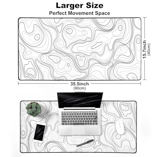 YUNZII B75 PRO Wireless Mechanical Keyboard(Milk Switch,Grey) Keynovo Gaming Mouse Pad(35.4'' x 15.7'', White Topographic)