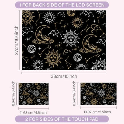 CREATCABIN Black Sun Moon Laptop Skin Sticker Decal Netbook Skin Sticker Notebook Art Decal 12" 13" 13.3" 14" 15" 15.4" 15.6 Inch Laptop Protector Cover Waterproof Scratchproof Removable Easy to Apply - style: Sun moon