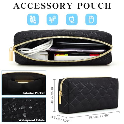 15.6 Inch Laptop Sleeve Case with Pocket & Accessory Bag, Black | Compatible with 15-16 inch MacBook Air/Pro, 15.6 inch Laptop Computer, Waterproof Polyester Elegant Laptop Carrying Case - color: Black, size: 15.6 Inch