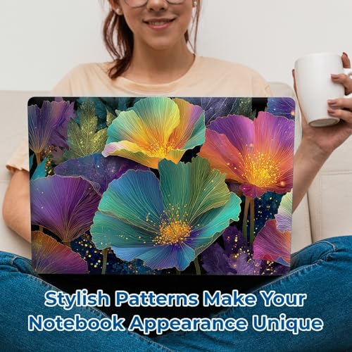 Reusable Universal Laptop Skin Sticker, Cut to Fit for 11.6–15.6 Inch Laptops, Waterproof Protective Film, No-Residue - Colorful Petals - color: Colorful Petals