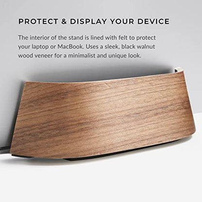 HumanCentric Vertical Laptop Stand in Black Walnut Wood, Adjustable | Upright Adjustable Holder & Dock, Fits MacBook Pro & Laptops .5" to 1.5", Clamshell Compatible, Laptop Vertical Stand - color: Black Walnut Wood