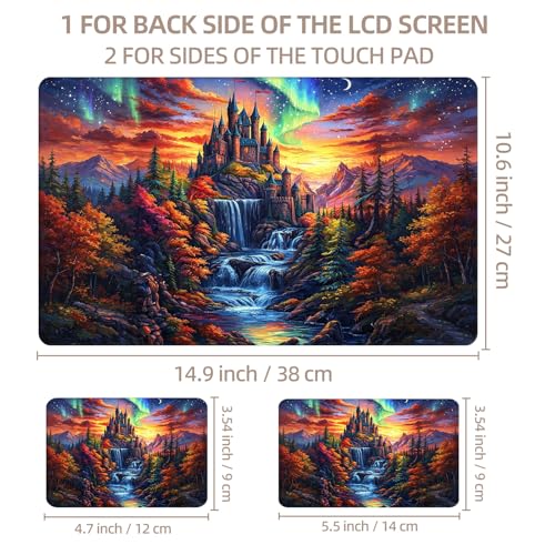 Universal Laptop Skin Sticker for 12/13/14/15.6 Inch Laptops, Reusable Vinyl Laptop Decal Cover, Waterproof Scratch Resistant Notebook Skin with 2 Wrist Pads,Colorful Castle - color: Colorful Castle