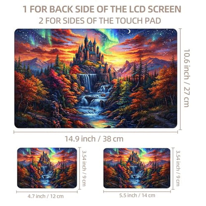 Universal Laptop Skin Sticker for 12/13/14/15.6 Inch Laptops, Reusable Vinyl Laptop Decal Cover, Waterproof Scratch Resistant Notebook Skin with 2 Wrist Pads,Colorful Castle - color: Colorful Castle