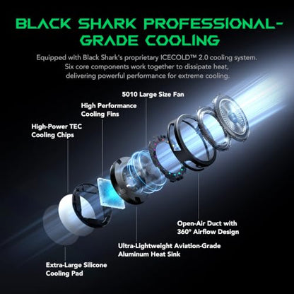 Black Shark iPad Cooler, Magnetic Tablet Cooler for ipad/Surface pro/Samsung Tab, 40W Tablet Cooling Fan for Gaming, Tiktok Live Streaming, App-Controlled Tablet Radiator (Black)