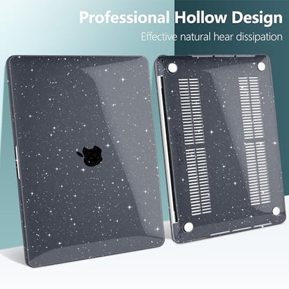 for MacBook Pro 13 inch Case 2023 2022 2021 2020 Release Model A2338 M2/M1 A2289 A2251 with Touch Bar & Touch ID, Glitter Bling Plastic Hard Shell Case & Keyboard Cover, Star Black - color: Star Black