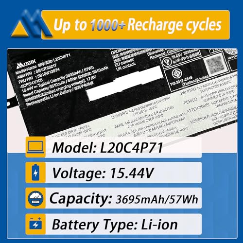 L20C4P71 SB10T83217 5B10W13974 Battery replacement for Lenovo ThinkPad X1 Carbon 9th Gen 10th Gen X1 Yoga 6th 7th Gen 2021 Series L20M4P71 L20D4P71 L20L4P71 SB10T83216 5B10W13973 5B10W13975 5B10W13972 - size: 10.84*3.44*0.20 inch L20C4P71