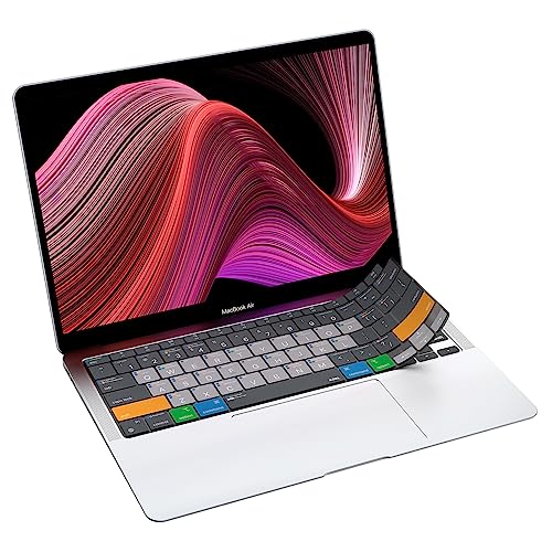 JCPal MacOS Shortcuts Guide Keyboard Protector for MacBook Air 13" 2020 | Ultra-thin, Color-Coded Hotkeys, Washable, Spill and Dust Protection, US Layout; Fits MacBook Air 13 inch 2020 - size: MacBook Air 13” (2020)