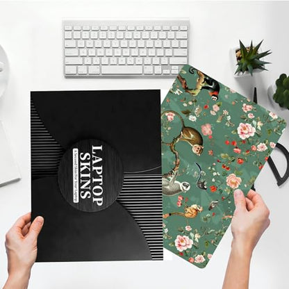 Universal Laptop Skin Sticker with 2 Wrist Pad Skins, Waterproof Scratch Resistant Vinyl Laptop Cover Decal, Cut to Fit for 11–15.6 Inch MacBook HP Dell Lenovo, Flowers Birds - color: Flowers Birds