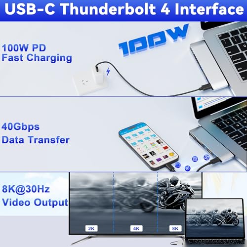 Surface Laptop 7 USB Hub Docking Station, Surface Laptop 2024 Accessories with 4K HDMI, USB-C Thunerbolt 4 (8K Display+40G Data+100W Charging), 2 USB 3.0, USB-C, SD/TF, hub for Surface Laptop 7 (2024) - color: For Surface Laptop 7