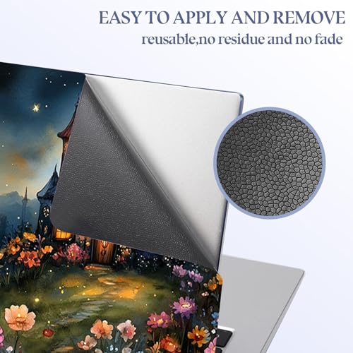 Universal Laptop Skin Sticker Decal,15.6 Inch Laptop Vinyl Cover for 13" 14" 15.6" Laptop,Scratch-Resistant Waterproof Protector Wrap,Reusable with Wrist Pads,Moonlit Castle Garden - color: Moonlit Castle Garden