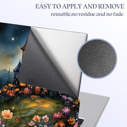 Universal Laptop Skin Sticker Decal,15.6 Inch Laptop Vinyl Cover for 13" 14" 15.6" Laptop,Scratch-Resistant Waterproof Protector Wrap,Reusable with Wrist Pads,Moonlit Castle Garden - color: Moonlit Castle Garden