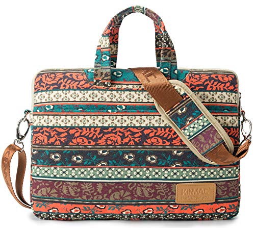 Kinmac New Bohemian 360° Protective Water-Resistant Canvas Laptop shoulder Messenger Sleeve Briefcase case Bag For MacBook Pro 16 inch,LG Gram 16 inch and 15 inch-15.6 inch Laptop - color: Bohemian, size: 15 inch-16 inch