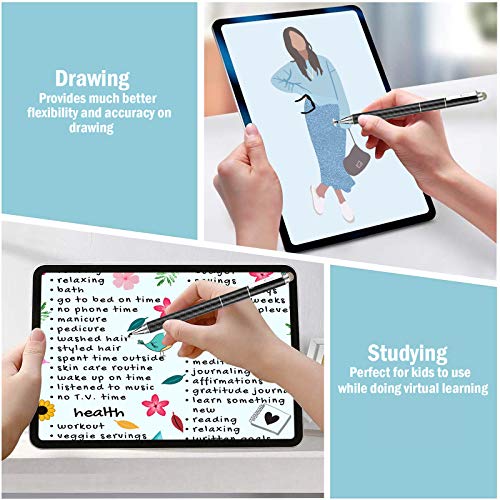 Capacitive Stylus Pen, 4-in-1 High Sensitivity and Precision Touch Screen Stylus Clear Disc Tip,Black Rubber Tip &Mesh Fiber Tip Compatible with Universal Touch Screen Device,Black - color: Black