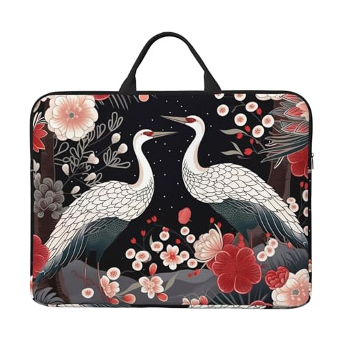 14 Inch Laptop Sleeve Case Waterproof Lightweight Laptop Case Bag Flying Birds Crane Heron Travel Laptop Bag With Handle Briefcase Messenger Bag For Women Men