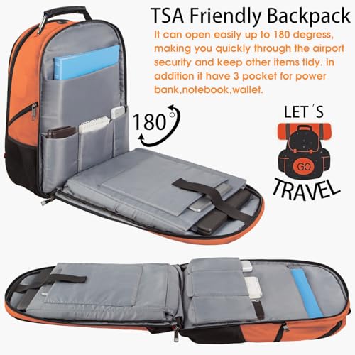 LTINVECK Travel Laptop Backpack,Extra Large Backpack for Men,Big 17 Inch Computer bag Tech Backpack - color: Full Orange
