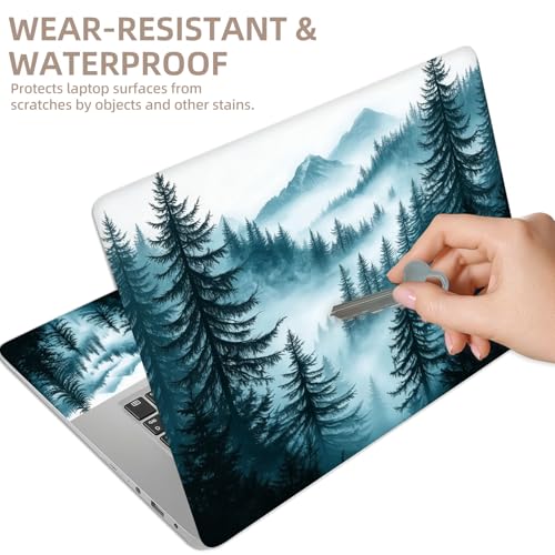 Universal Laptop Skin Sticker for 12/13/14/15.6 Inch Laptops, Reusable Vinyl Laptop Decal Cover, Waterproof Scratch Resistant Notebook Skin with 2 Wrist Pads,Misty Forest - color: Misty Forest