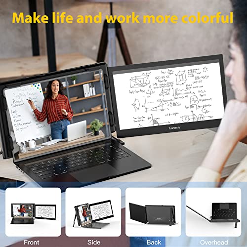 SMISEACOW P1 Plus 13.5" Folding Portable Monitor for Laptop FHD IPS Laptop Dual Screen Extender Compatible with Windows,Mac,Linux & Chrome,PS5,Fits 13.3-16.5'' Sizes USB-C or HDMI Transfer Video