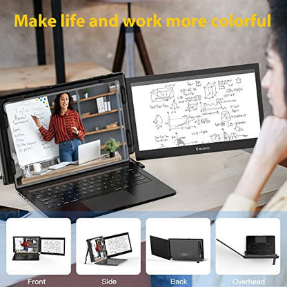 SMISEACOW P1 Plus 13.5" Folding Portable Monitor for Laptop FHD IPS Laptop Dual Screen Extender Compatible with Windows,Mac,Linux & Chrome,PS5,Fits 13.3-16.5'' Sizes USB-C or HDMI Transfer Video
