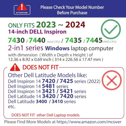 mCover Case ONLY Compatible with 2023～2024 14" Dell Inspiron 7430/7435 / 7440/7445 2-in-1 Windows Notebook Computer (NOT Fitting Any Other Dell Models) - Red - color: Red