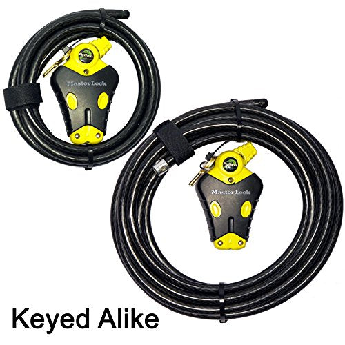 Master Lock - Two Python Adjustable Cable Locks Keyed Alike, 1-6ft, 1-20ft, 8413KACBL-620 - size: 1-6 ft, 1-20 ft