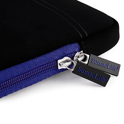 SumacLife Micro Suede Carrying Sleeve with Rear Pocket for 13-13.3 Inches Laptops (SLMSuede13BBLU) - color: Black/blue