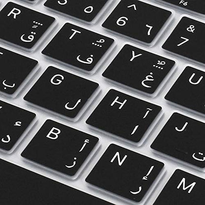 ProElife Keyboard Cover with Touch ID for MacBook Air 13-in A2337, Arabic | Black, U.S Layout, Non-interference Design for ID Key, Dust-proof, Silicone Protective Skin, Custom Fit, Washable & Reusable - color: Black-Arabic