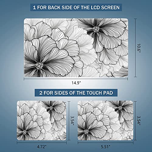 Laptop Skin Sticker Decal 15-15.6 Inches, Universal Reusable Vinyl Sticker for 12.1 13 13.3 14 15.4 Inches Netbook/Notebook PC, Waterproof & Scratch-Resistant (Sketch Flower) - color: Sketch Flower