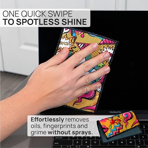 Microfiber Wholesale Quick Cloth Glasses Cleaning Cloths – 5x7 Popart | 2 Pack with Case | Double-Sided Lens Cleaner for Eyeglasses, Camera, Screens & Glass | Reusable Microfiber Glass Polishing - color: Popart, size: 5"x7"