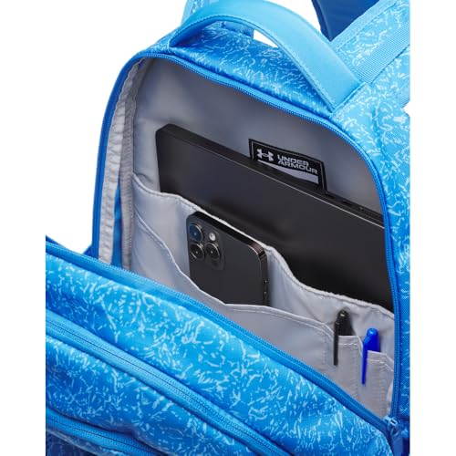 Under Armour Unisex Hustle 6.0 Backpack, Blue Atlantis/Blue Atlantis/Silver - color: (402) Blue Atlantis / Blue Atlantis / Metallic Silver, size: One Size
