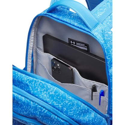 Under Armour Unisex Hustle 6.0 Backpack, Blue Atlantis/Blue Atlantis/Silver - color: (402) Blue Atlantis / Blue Atlantis / Metallic Silver, size: One Size
