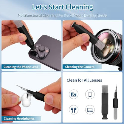 Keyboard Cleaner Laptop Cleaning Kit - Computer Tech Cleaning Brush, Electronic Screen Cleaner Spray and Wipe with Multi-Function Cleaning Tool for MacBook, Tablet, iPhone, Earbuds, Camera, Gaming - color: Black