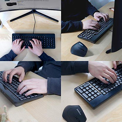 Perixx PERIBOARD-220H, Wired Compact USB Keyboard with 2 Hubs - Build-in Numeric Keypad - Black - US English