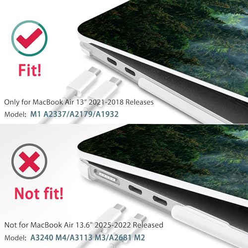 May Chen Compatible with New MacBook Air 13 inch Case 2021, 2020 2019 2018 Release Model: M1 A2337 A2179 A1932, Plastic Matte Hard Shell Case Cover for Mabook Air 13 inch with Retina Dispaly, Forest - color: Forest