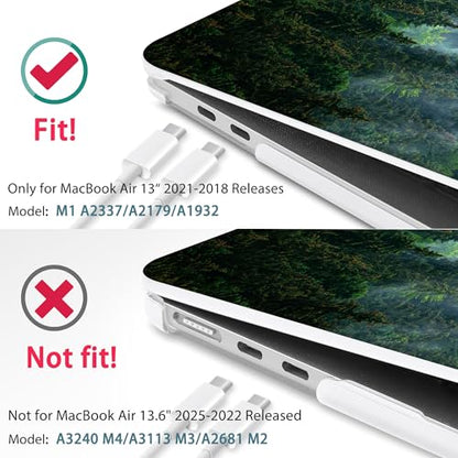 May Chen Compatible with New MacBook Air 13 inch Case 2021, 2020 2019 2018 Release Model: M1 A2337 A2179 A1932, Plastic Matte Hard Shell Case Cover for Mabook Air 13 inch with Retina Dispaly, Forest - color: Forest
