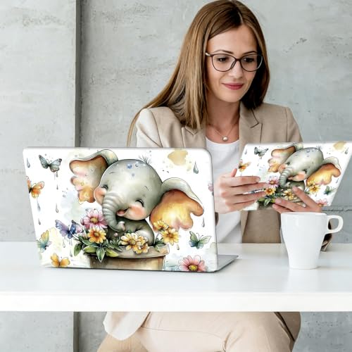 Laptop Skin Sticker Decal Cover,Cute Happy Baby Elephant | DIGTIALL Universal Laptop Skin Sticker, Waterproof Removable Notebook Decal Protector Cover for 12 13 14 15 Inch Laptops - color: Cute Happy Baby Elephant