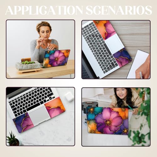SUPERDANT Gold-Edged Flower Laptop Skin Exquisite Laptop Sticker PVC Computer Stickers Dustproof Waterproof Art Decal Protector 12" 13" 13.3" 14" 15" 15.4" 15.6" Notebook Art Decal Purple Orange - color: Purple +Orange