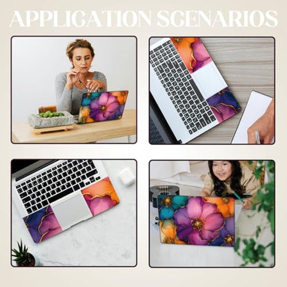 SUPERDANT Gold-Edged Flower Laptop Skin Exquisite Laptop Sticker PVC Computer Stickers Dustproof Waterproof Art Decal Protector 12" 13" 13.3" 14" 15" 15.4" 15.6" Notebook Art Decal Purple Orange - color: Purple +Orange